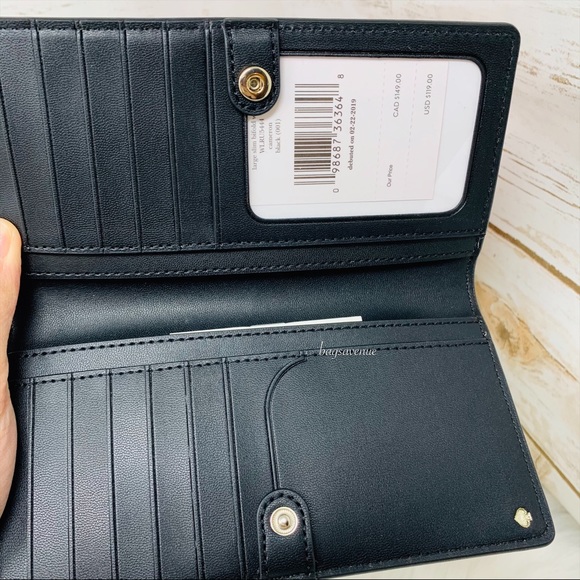 Large slim bifold wallet Cameron black NWT leather - Picture 6 of 6